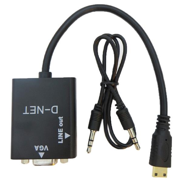 مبدل تصویر Mini HDMI به VGA برند D-NET                                         D-NET Mini HDMI To VGA And Audio Converter